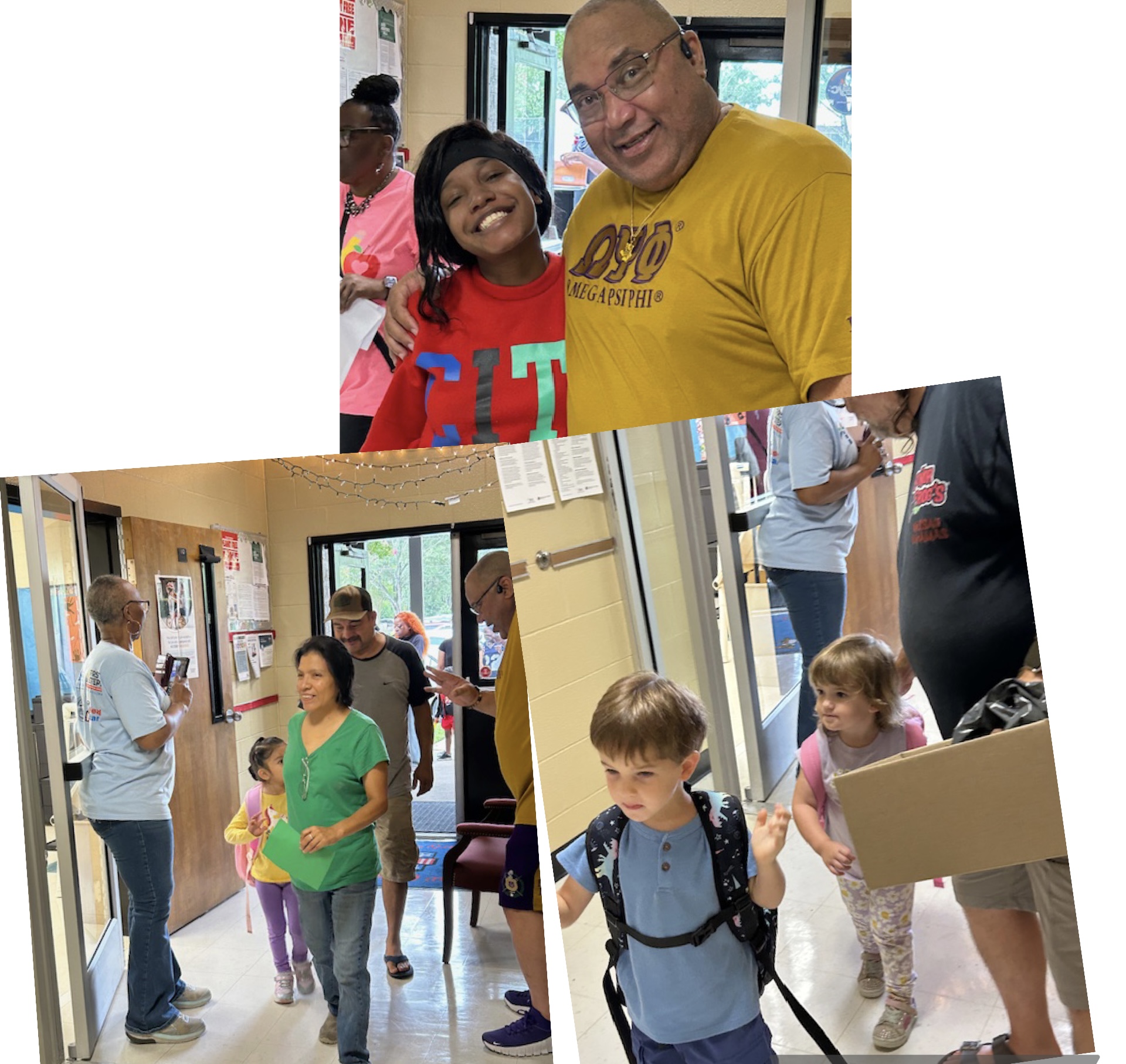 Foundation members welcoming students and families during a back-to-school community event