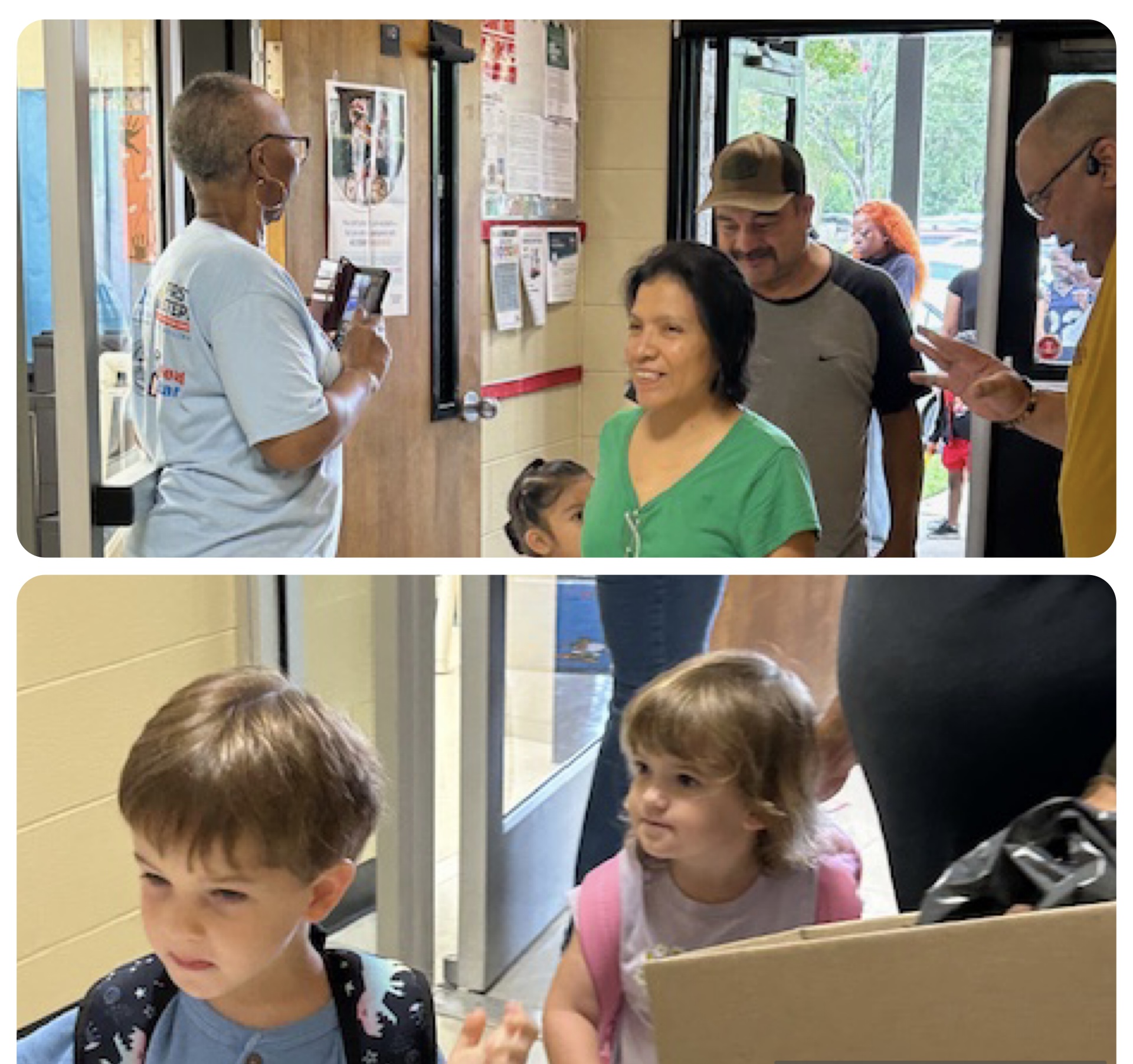 Students and families arriving for the back-to-school community event
